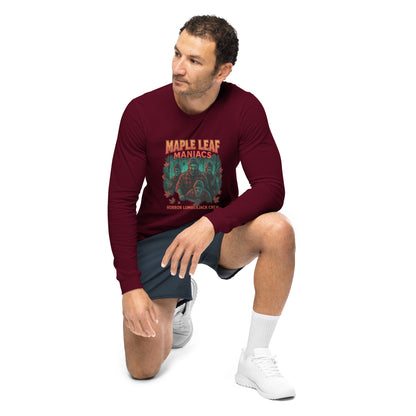 Maple Leaf Maniacs Unisex Long Sleeve Tee  from Rare Plus Apparel – unique movie & pop culture inspired design.