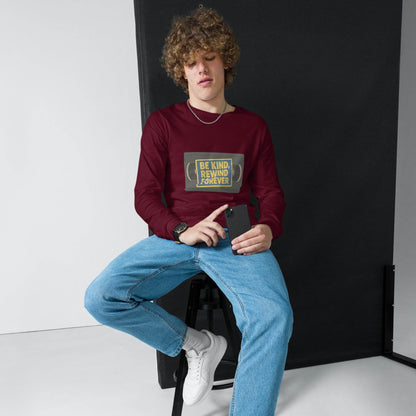 Be Kind, Rewind Forever Unisex Long Sleeve Tee  from Rare Plus Apparel – unique movie & pop culture inspired design.
