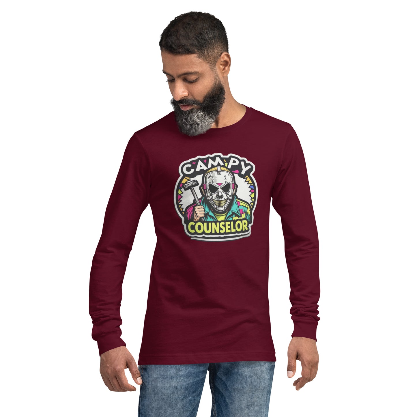 Campy Counselor Unisex Long Sleeve Tee  from Rare Plus Apparel – unique movie & pop culture inspired design.