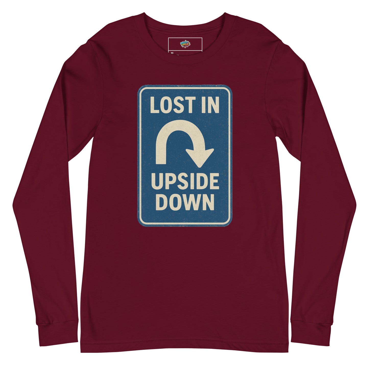 Lost in the Upside Down Unisex Long Sleeve Tee  from Rare Plus Apparel – unique movie & pop culture inspired design.