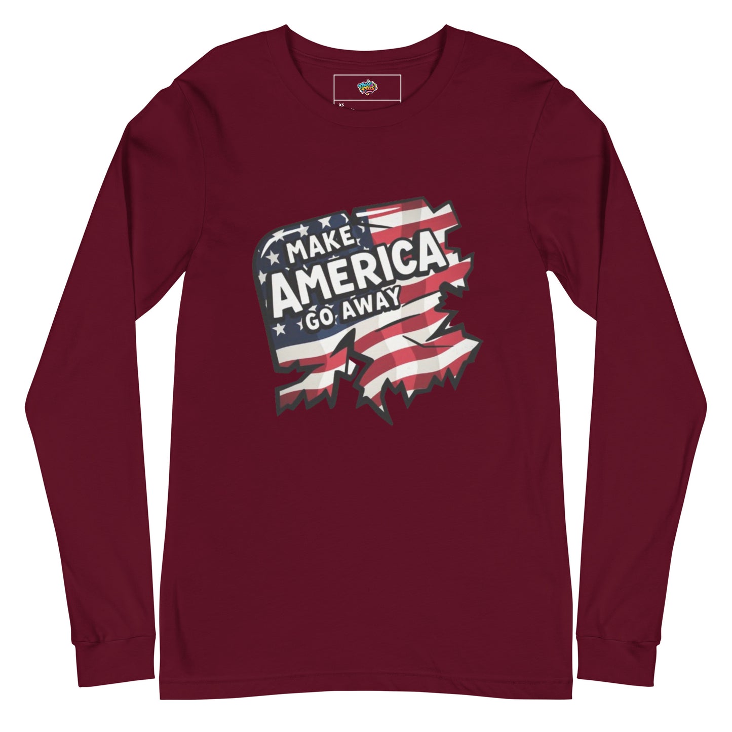 MAGA “Make America Go Away” Unisex Long Sleeve Tee  from Rare Plus Apparel – unique movie & pop culture inspired design.