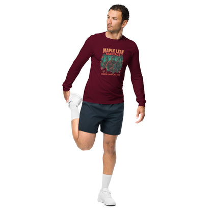 Maple Leaf Maniacs Unisex Long Sleeve Tee  from Rare Plus Apparel – unique movie & pop culture inspired design.