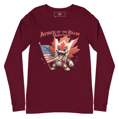 Maple Mayhem Unisex Long Sleeve Tee  from Rare Plus Apparel – unique movie & pop culture inspired design.