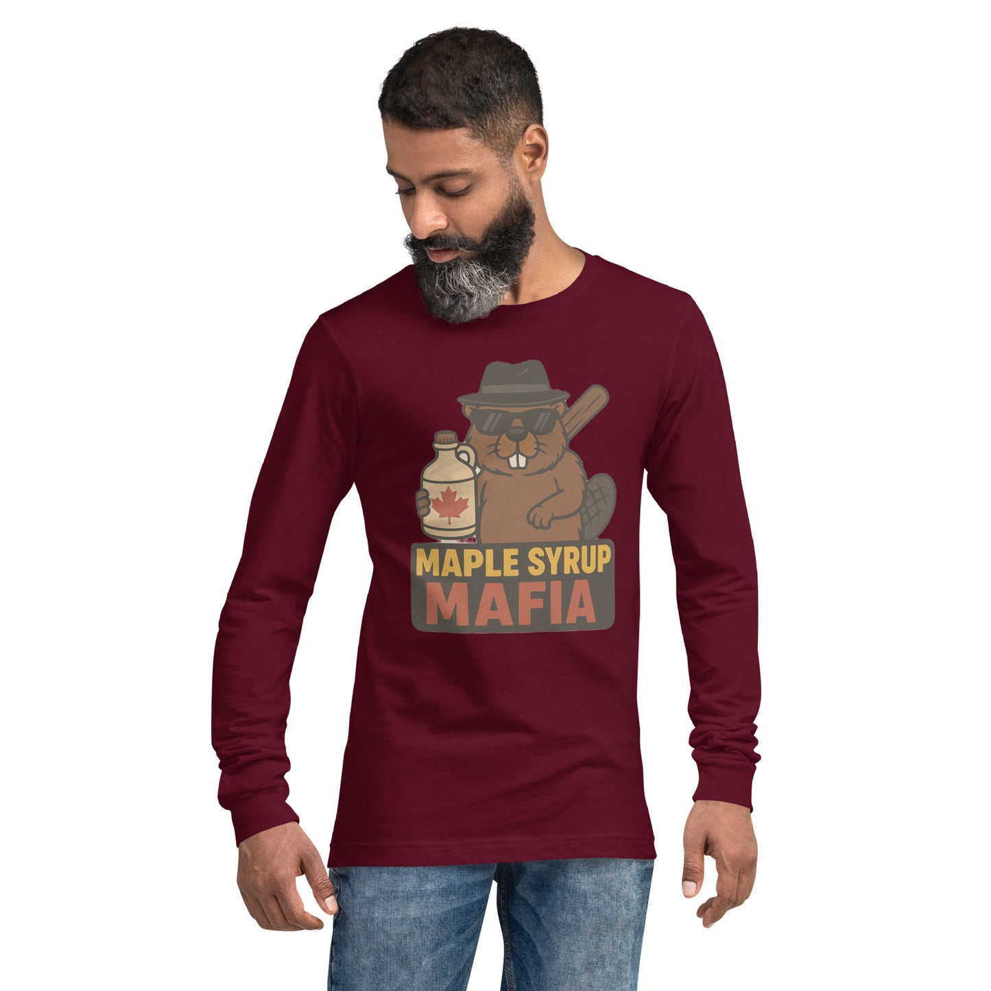 Maple Syrup Mafia Unisex Long Sleeve Tee  from Rare Plus Apparel – unique movie & pop culture inspired design.