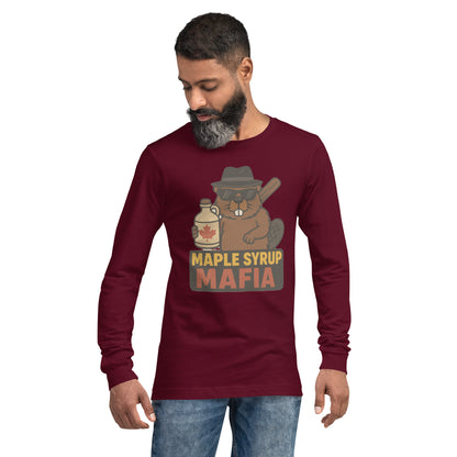 Maple Syrup Mafia Unisex Long Sleeve Tee  from Rare Plus Apparel – unique movie & pop culture inspired design.