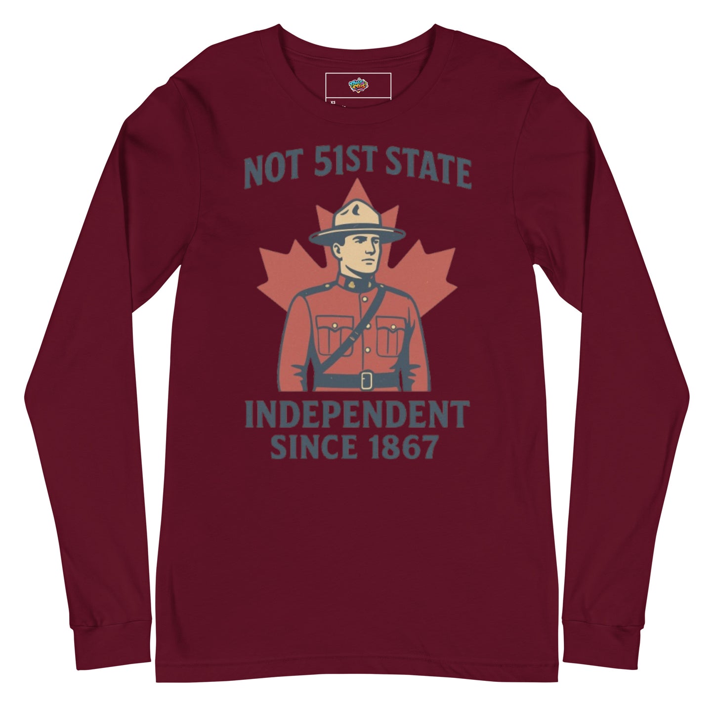 Not 51st State Mountie Unisex Long Sleeve Tee  from Rare Plus Apparel – unique movie & pop culture inspired design.