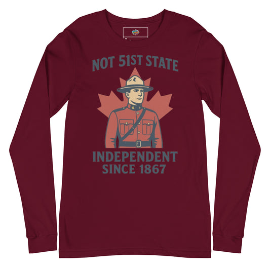 Not 51st State Mountie Unisex Long Sleeve Tee  from Rare Plus Apparel – unique movie & pop culture inspired design.