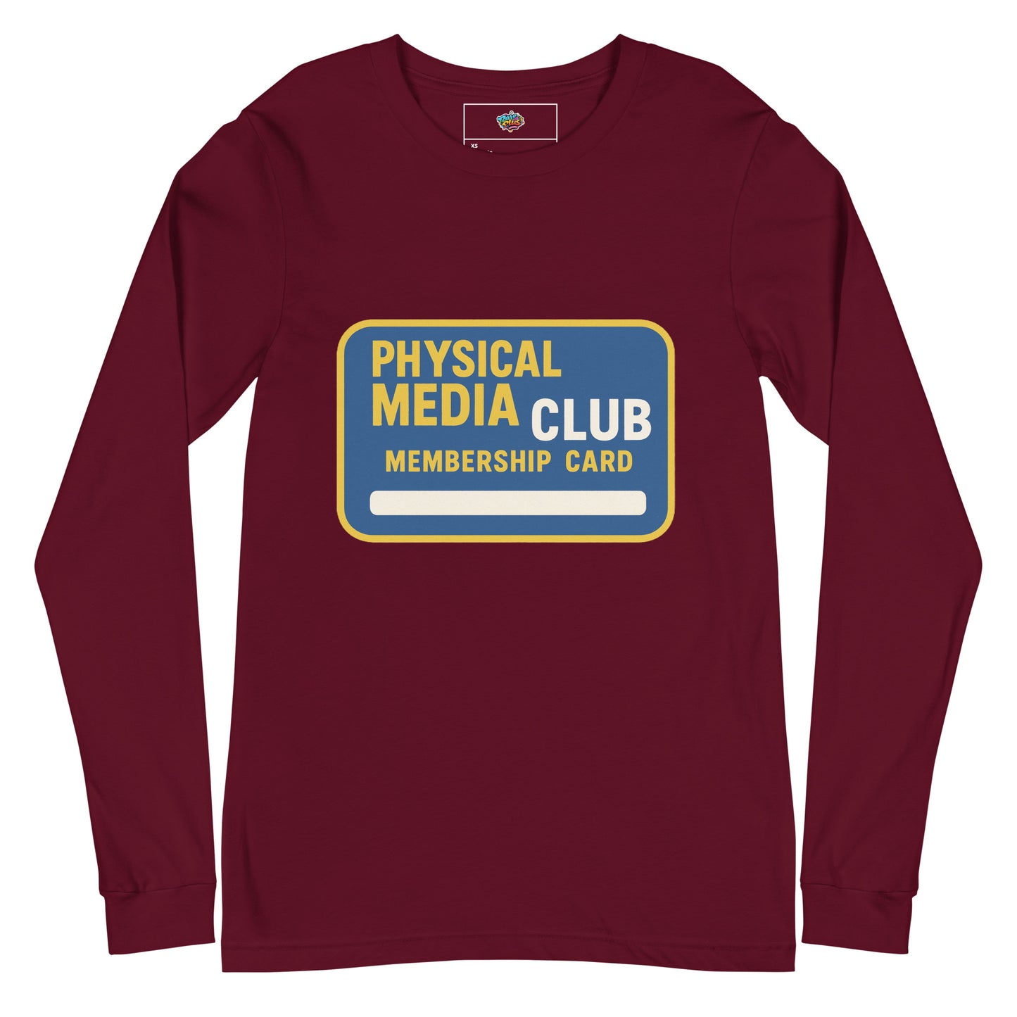 Physical Media Club Unisex Long Sleeve Tee  from Rare Plus Apparel – unique movie & pop culture inspired design.