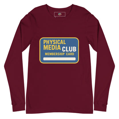 Physical Media Club Unisex Long Sleeve Tee  from Rare Plus Apparel – unique movie & pop culture inspired design.