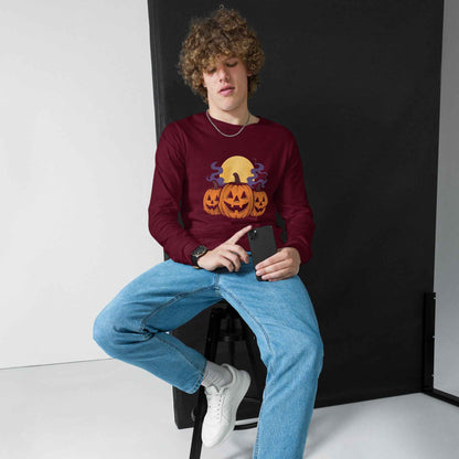“Midnight Pumpkins” The Jack-O-Lantern Parade Unisex Long Sleeve Tee