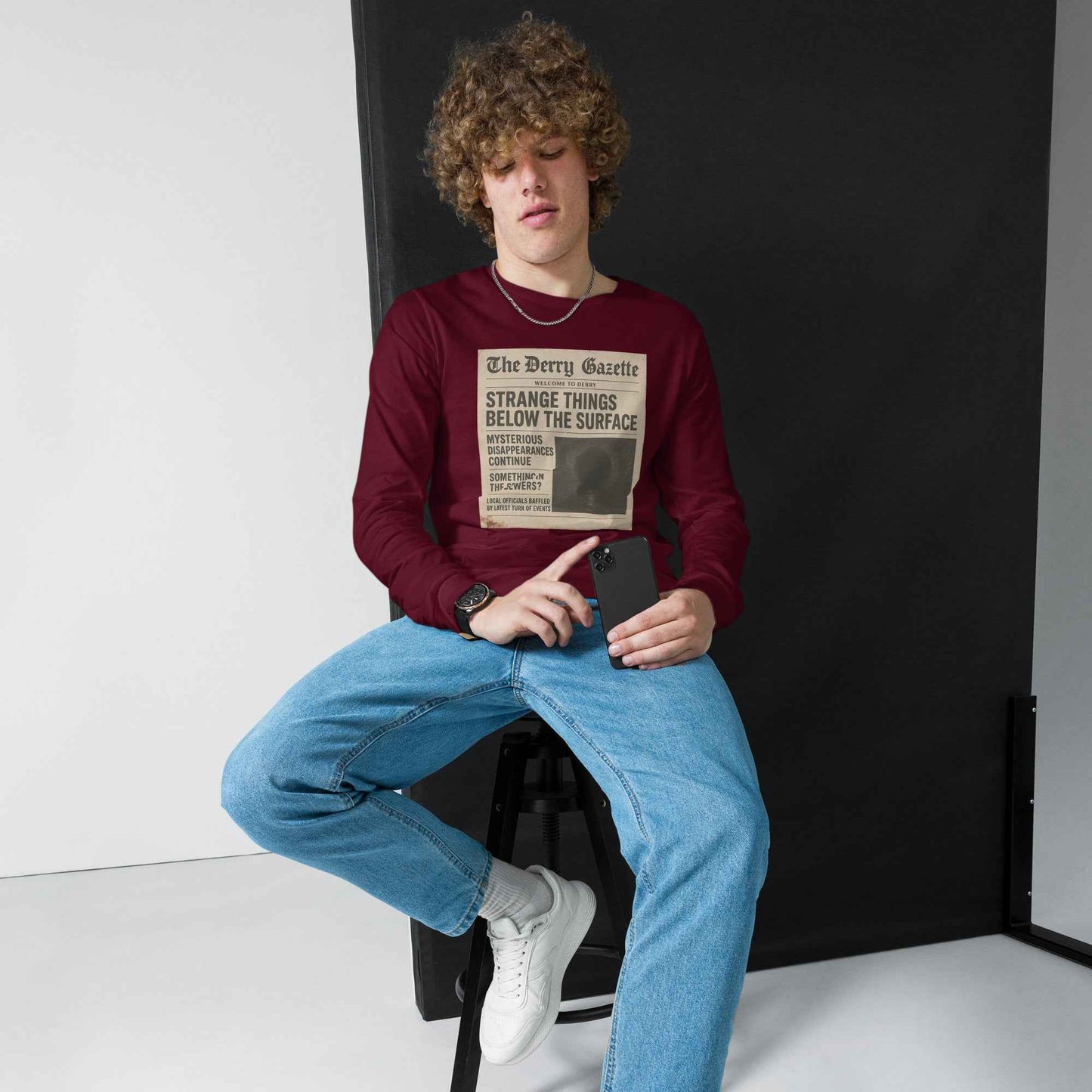 The Derry Gazette “Strange Things Below the Surface” Unisex Long Sleeve Tee