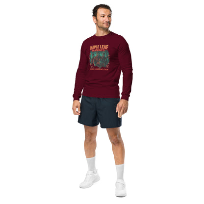 Maple Leaf Maniacs Unisex Long Sleeve Tee  from Rare Plus Apparel – unique movie & pop culture inspired design.