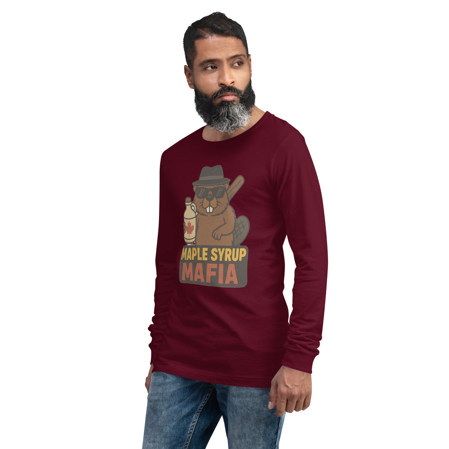 Maple Syrup Mafia Unisex Long Sleeve Tee  from Rare Plus Apparel – unique movie & pop culture inspired design.
