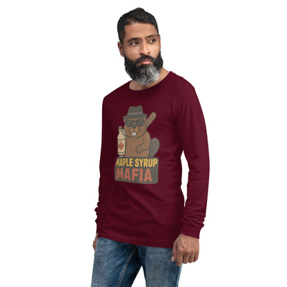 Maple Syrup Mafia Unisex Long Sleeve Tee  from Rare Plus Apparel – unique movie & pop culture inspired design.