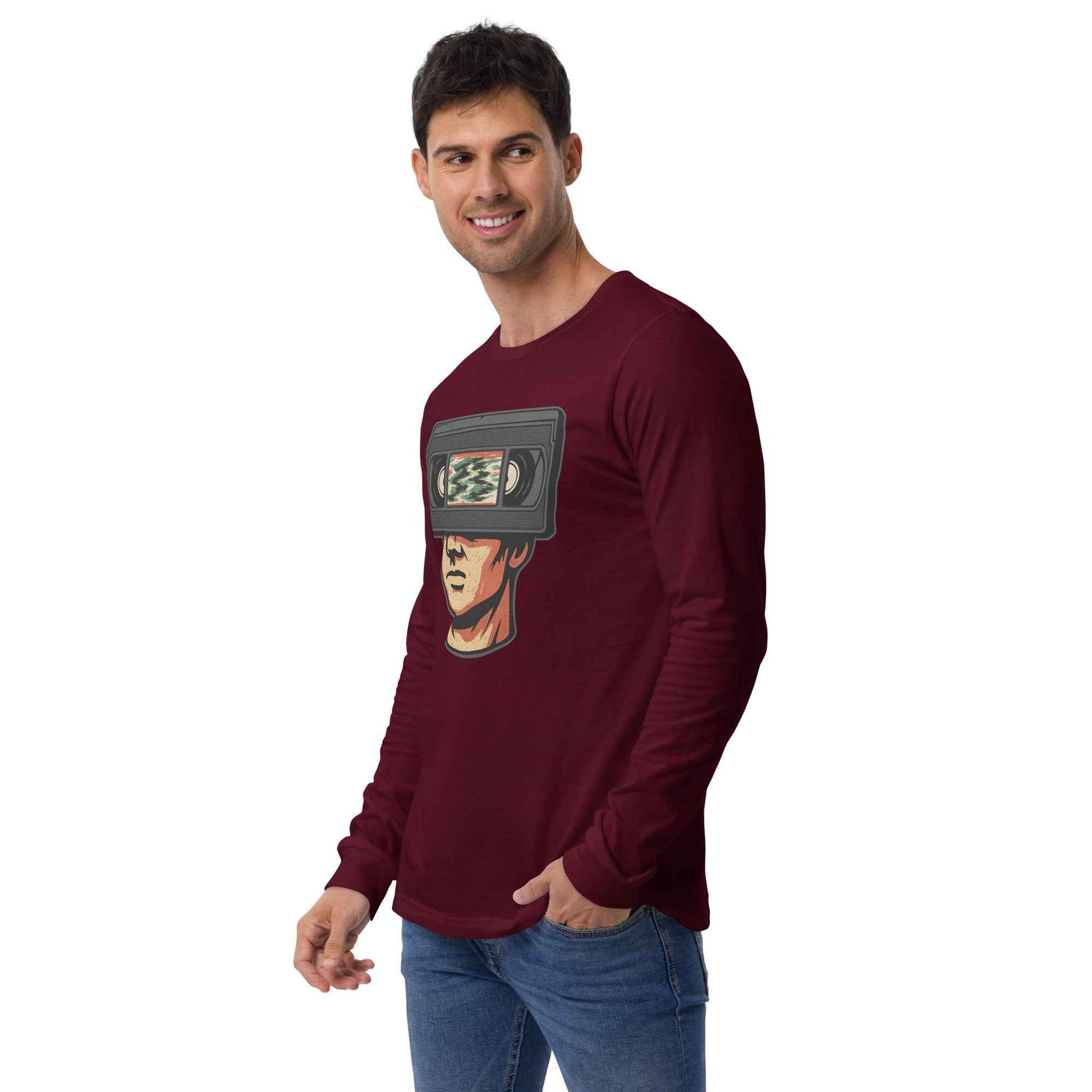 Tape Head Retro VHS Horror Design Unisex Long Sleeve Tee