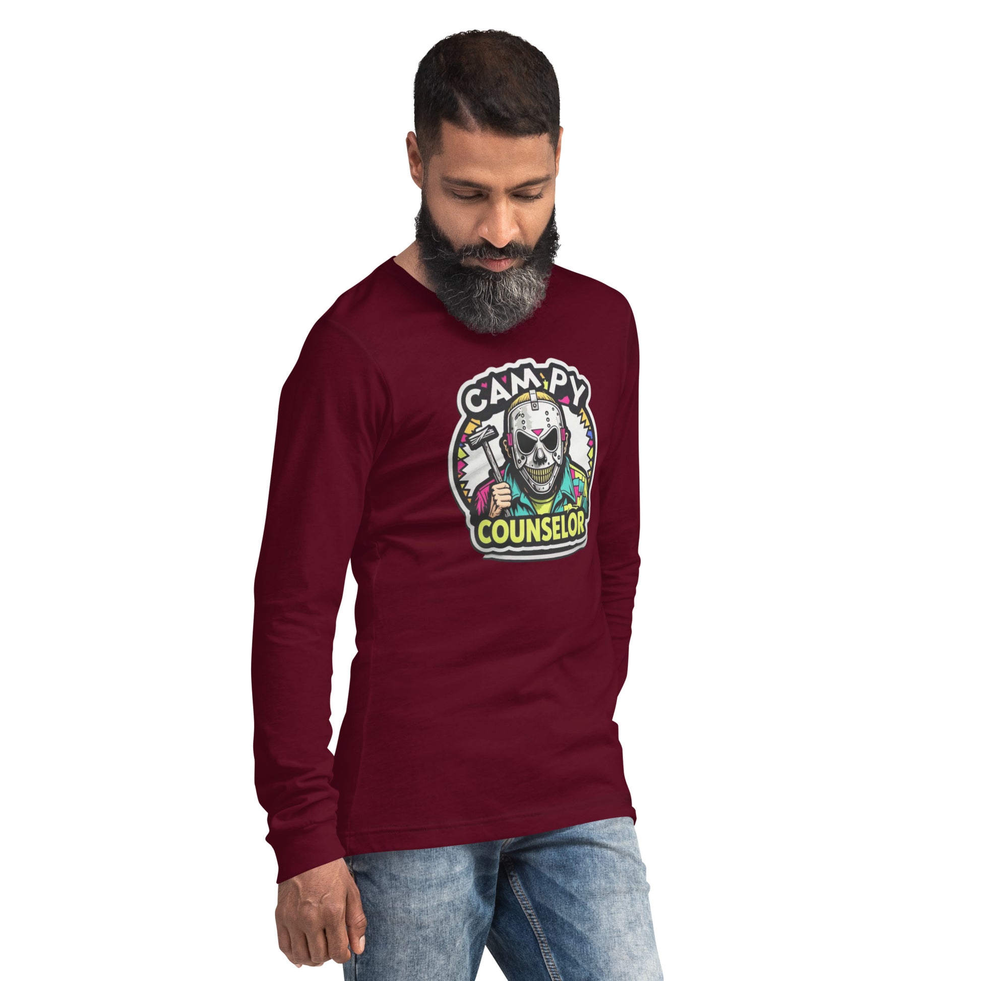Campy Counselor Unisex Long Sleeve Tee  from Rare Plus Apparel – unique movie & pop culture inspired design.