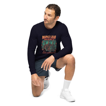 Maple Leaf Maniacs Unisex Long Sleeve Tee  from Rare Plus Apparel – unique movie & pop culture inspired design.