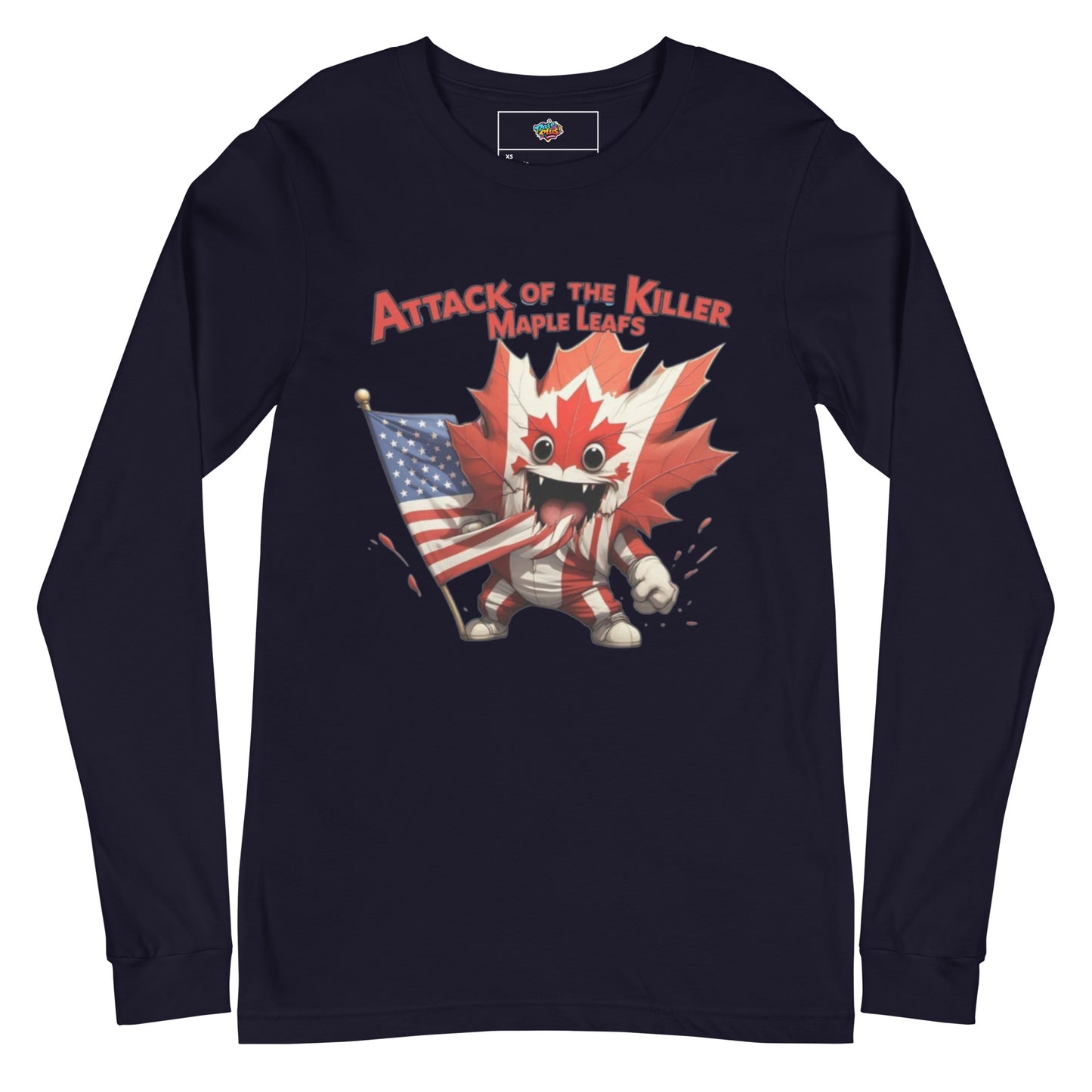 Maple Mayhem Unisex Long Sleeve Tee  from Rare Plus Apparel – unique movie & pop culture inspired design.