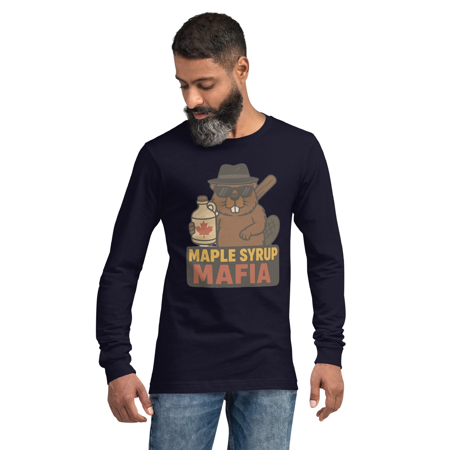 Maple Syrup Mafia Unisex Long Sleeve Tee  from Rare Plus Apparel – unique movie & pop culture inspired design.