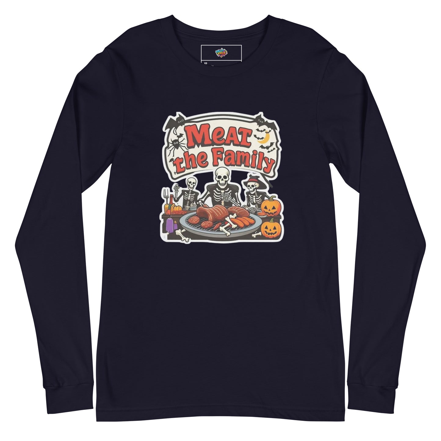 Meat The Family Unisex Long Sleeve Tee  from Rare Plus Apparel – unique movie & pop culture inspired design.