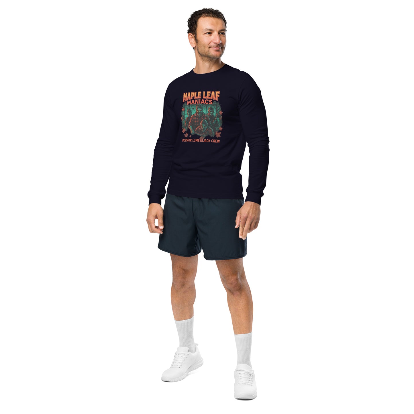 Maple Leaf Maniacs Unisex Long Sleeve Tee  from Rare Plus Apparel – unique movie & pop culture inspired design.