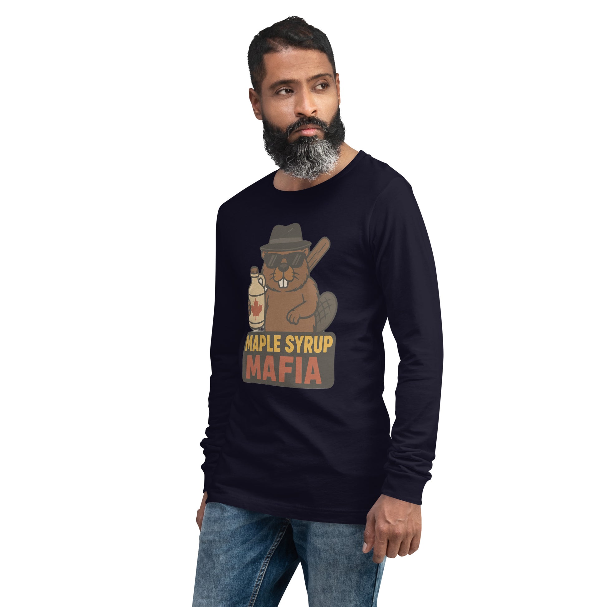 Maple Syrup Mafia Unisex Long Sleeve Tee  from Rare Plus Apparel – unique movie & pop culture inspired design.