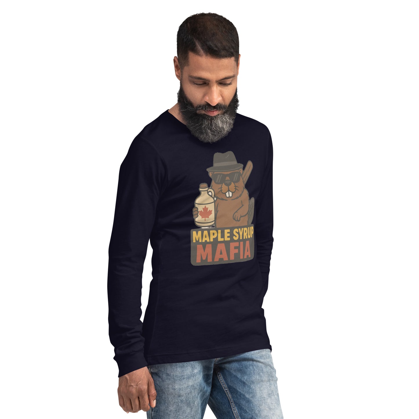 Maple Syrup Mafia Unisex Long Sleeve Tee  from Rare Plus Apparel – unique movie & pop culture inspired design.