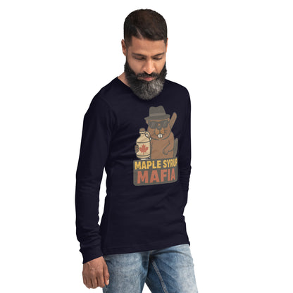 Maple Syrup Mafia Unisex Long Sleeve Tee  from Rare Plus Apparel – unique movie & pop culture inspired design.