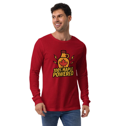 100% Maple Powered Unisex Long Sleeve Tee  from Rare Plus Apparel – unique movie & pop culture inspired design.
