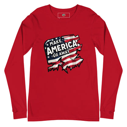 MAGA “Make America Go Away” Unisex Long Sleeve Tee  from Rare Plus Apparel – unique movie & pop culture inspired design.