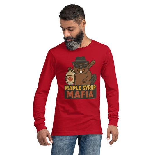 Maple Syrup Mafia Unisex Long Sleeve Tee  from Rare Plus Apparel – unique movie & pop culture inspired design.