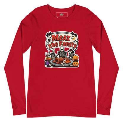 Meat The Family Unisex Long Sleeve Tee  from Rare Plus Apparel – unique movie & pop culture inspired design.