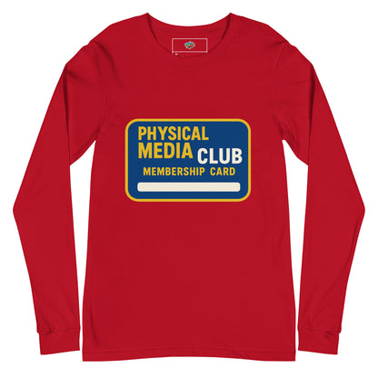 Physical Media Club Unisex Long Sleeve Tee  from Rare Plus Apparel – unique movie & pop culture inspired design.