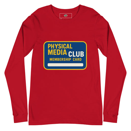 Physical Media Club Unisex Long Sleeve Tee  from Rare Plus Apparel – unique movie & pop culture inspired design.