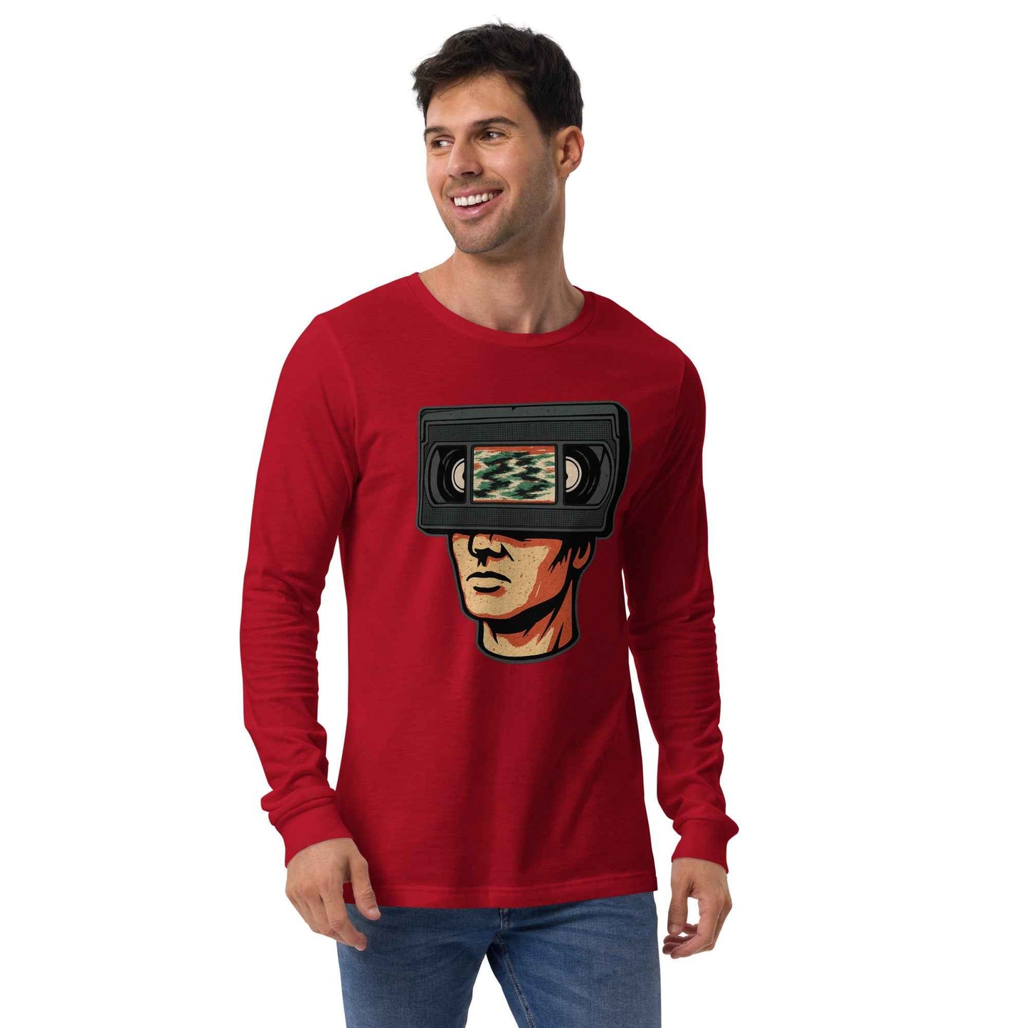 Tape Head Retro VHS Horror Design Unisex Long Sleeve Tee