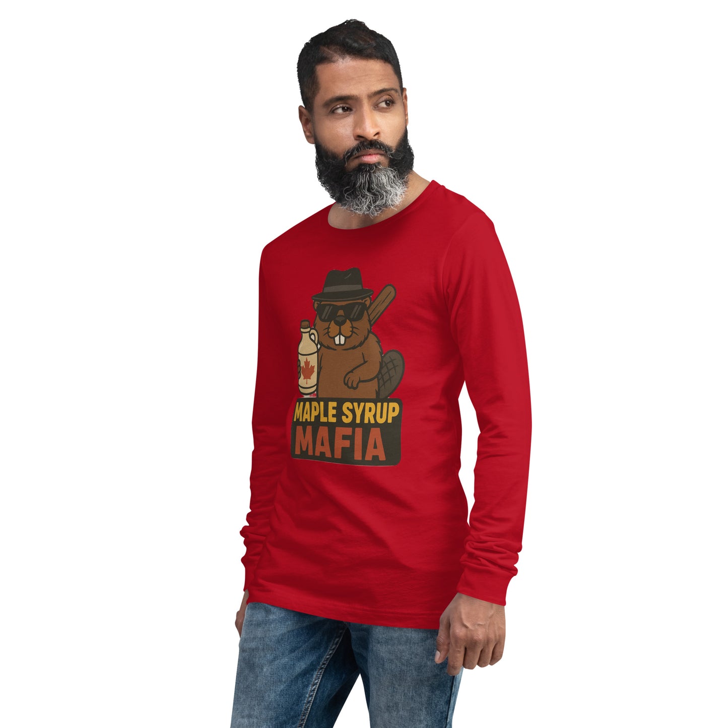 Maple Syrup Mafia Unisex Long Sleeve Tee  from Rare Plus Apparel – unique movie & pop culture inspired design.