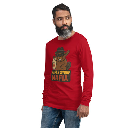 Maple Syrup Mafia Unisex Long Sleeve Tee  from Rare Plus Apparel – unique movie & pop culture inspired design.