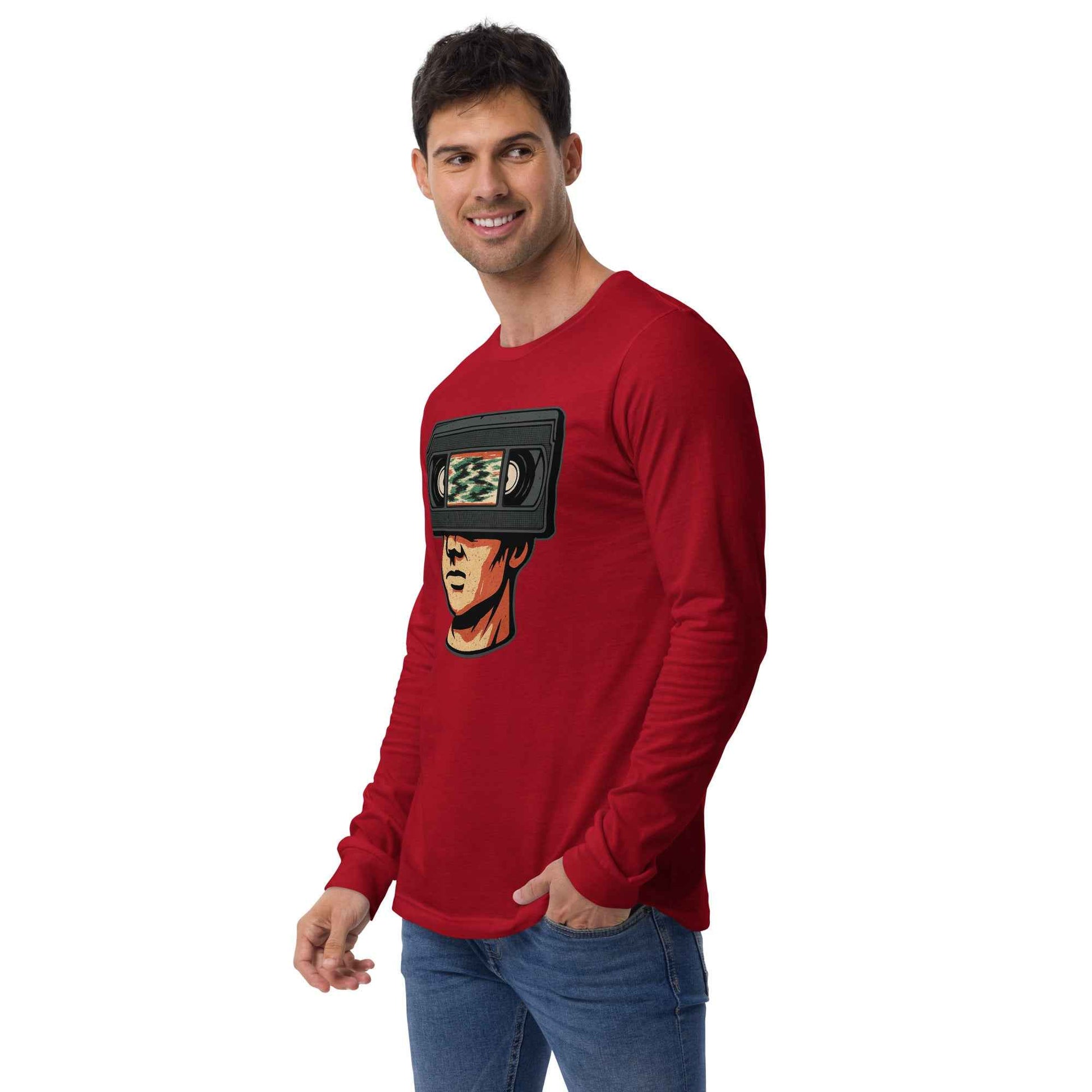 Tape Head Retro VHS Horror Design Unisex Long Sleeve Tee