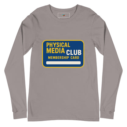 Physical Media Club Unisex Long Sleeve Tee  from Rare Plus Apparel – unique movie & pop culture inspired design.