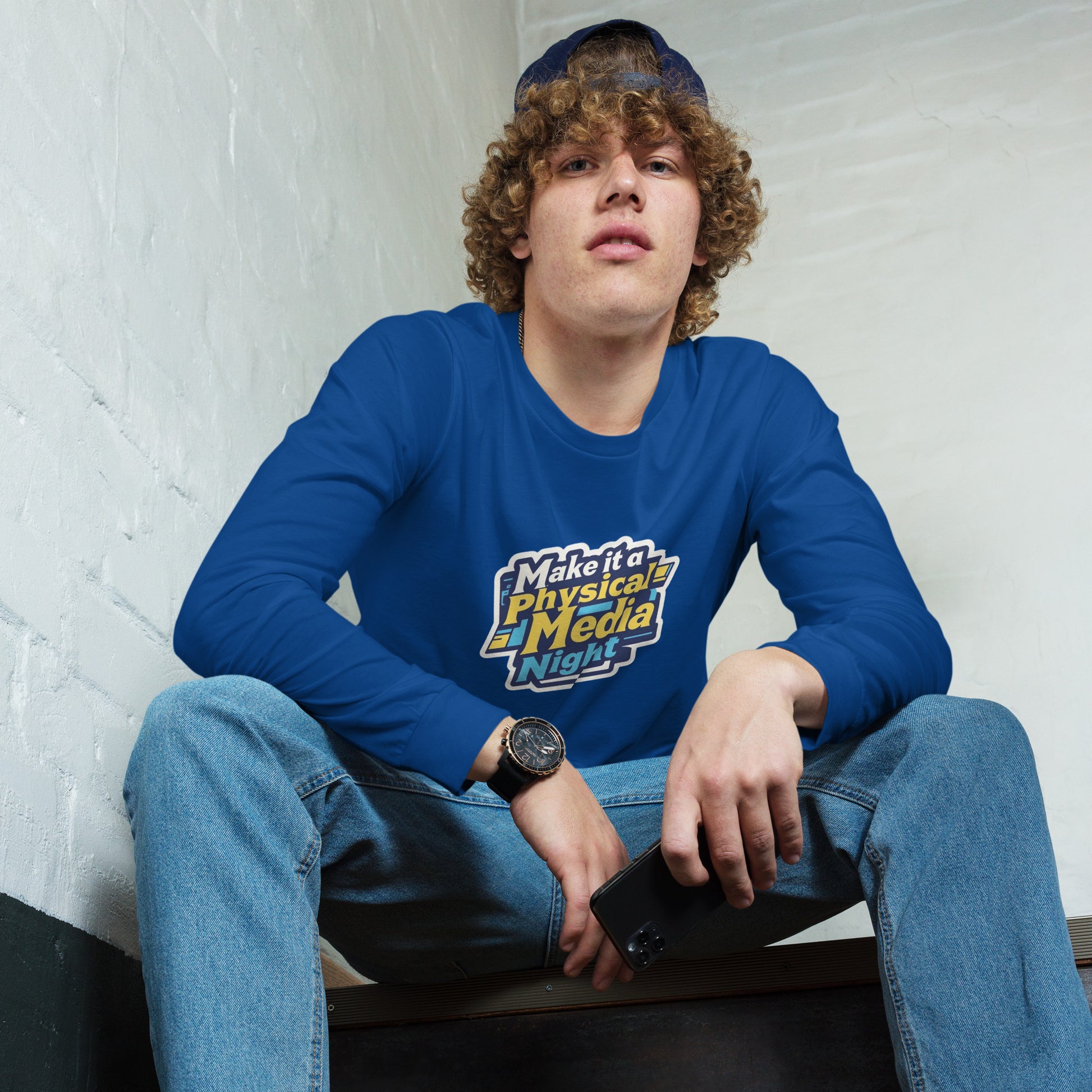 Make it a Physical Media Night Unisex Long Sleeve Tee  from Rare Plus Apparel – unique movie & pop culture inspired design.