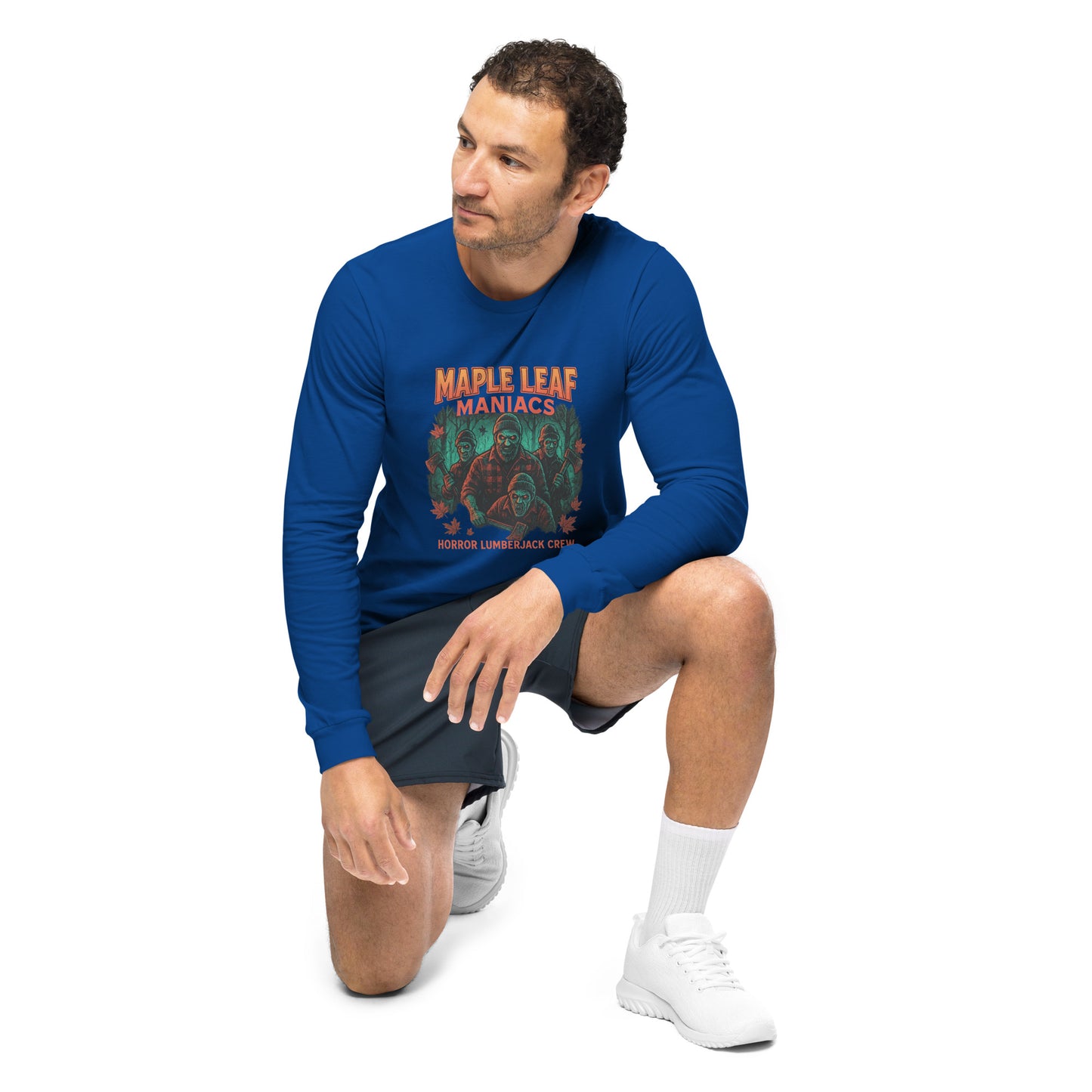 Maple Leaf Maniacs Unisex Long Sleeve Tee  from Rare Plus Apparel – unique movie & pop culture inspired design.