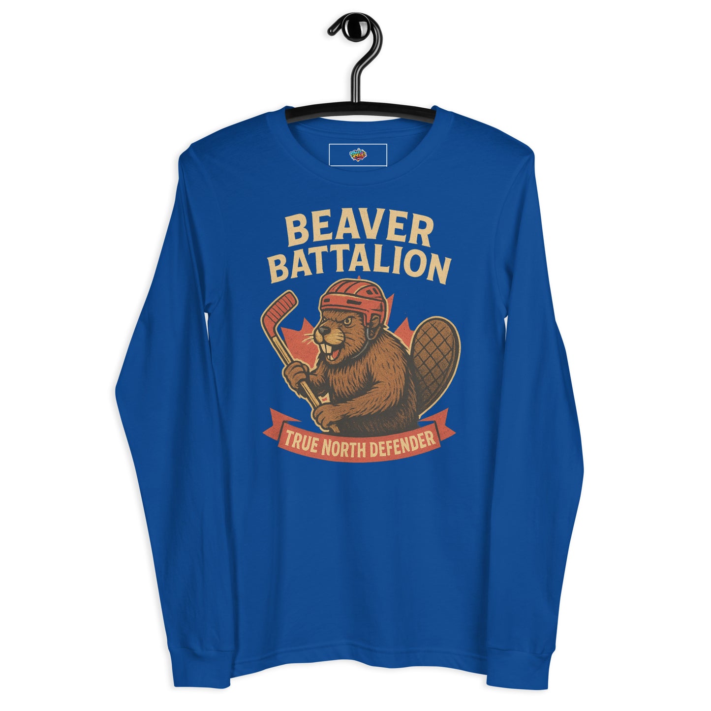 Beaver Battalion – True North Defender Unisex Long Sleeve Tee  from Rare Plus Apparel – unique movie & pop culture inspired design.