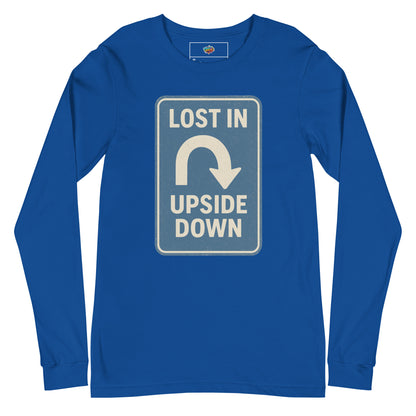 Lost in the Upside Down Unisex Long Sleeve Tee  from Rare Plus Apparel – unique movie & pop culture inspired design.