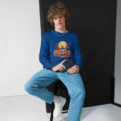 “Midnight Pumpkins” The Jack-O-Lantern Parade Unisex Long Sleeve Tee
