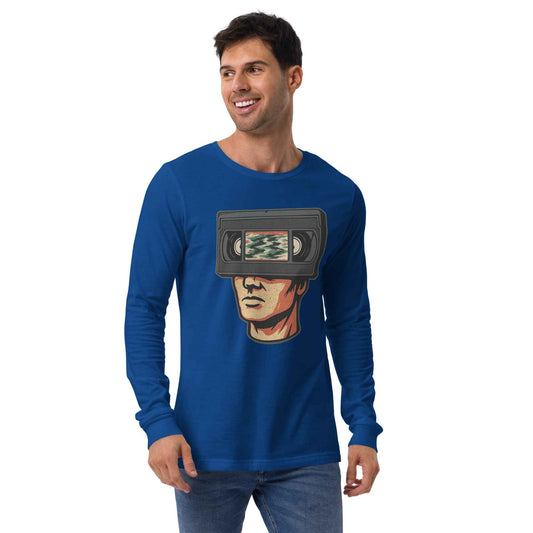 Tape Head Retro VHS Horror Design Unisex Long Sleeve Tee