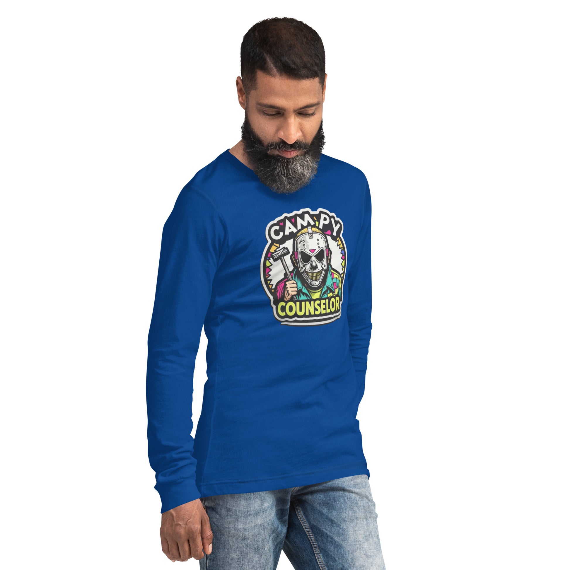 Campy Counselor Unisex Long Sleeve Tee  from Rare Plus Apparel – unique movie & pop culture inspired design.