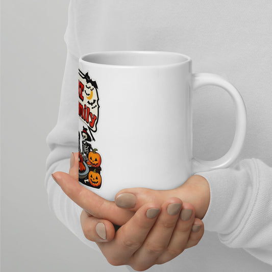 Meat The Family White glossy mug  from Rare Plus Apparel – unique movie & pop culture inspired design.