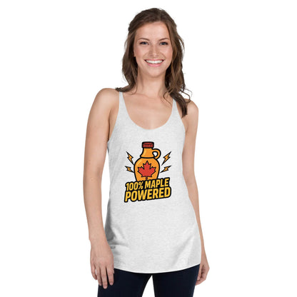 100% Maple Powered Women's Racerback Tank  from Rare Plus Apparel – unique movie & pop culture inspired design.