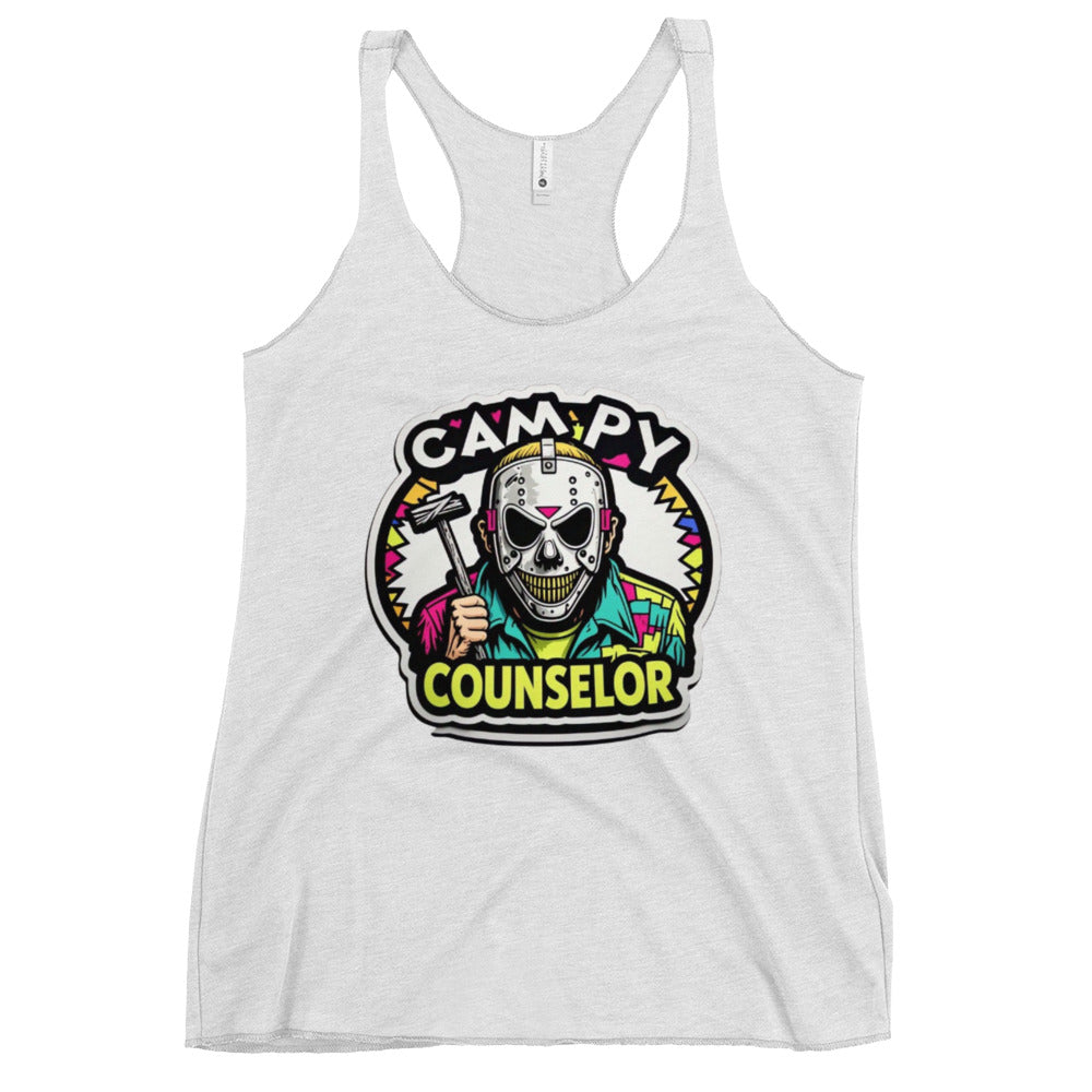 Campy Counselor Women's Racerback Tank  from Rare Plus Apparel – unique movie & pop culture inspired design.