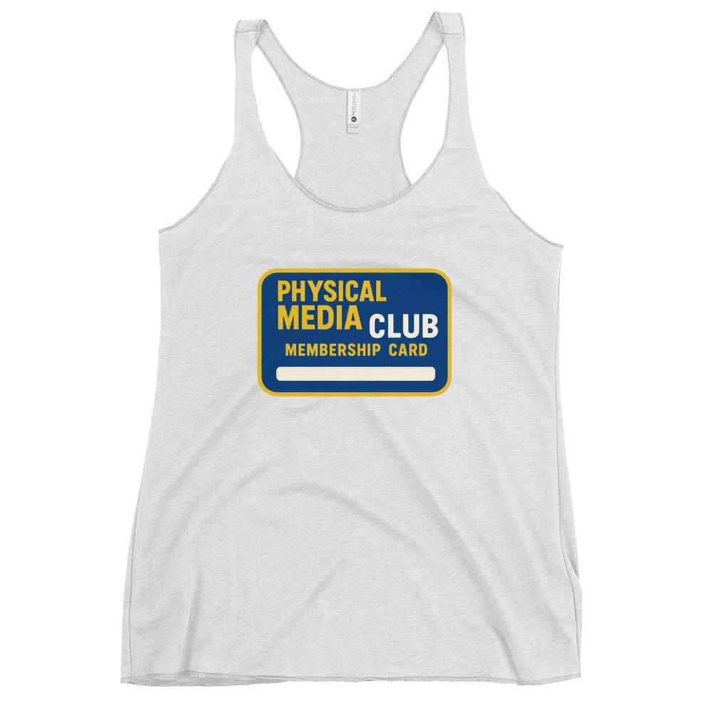 Physical Media Club Women's Racerback Tank  from Rare Plus Apparel – unique movie & pop culture inspired design.